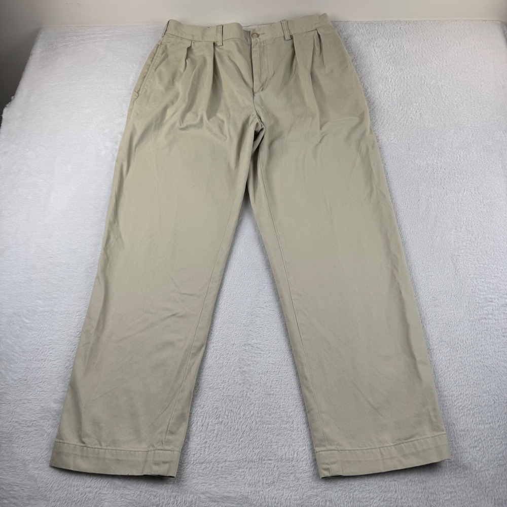 Polo Ralph Lauren Pleated Chino Pants Mens 34x30 Khaki Tan Cotton Relaxed Fit